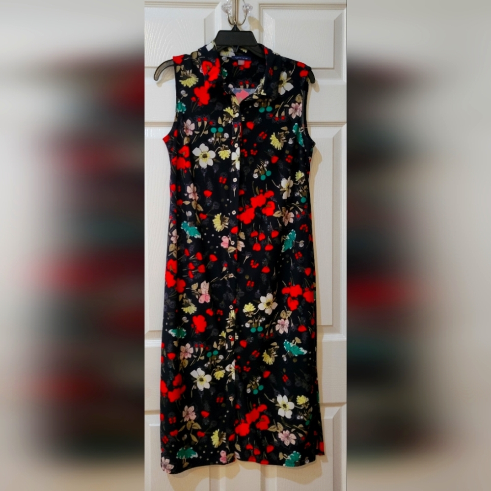 Tommy Hilfiger Navy Floral Sleeveless Sheath Dress